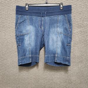 SWEET NOTHING Women's Blue Pull-On Maternity Drawstring Denim Bermuda Shorts XL